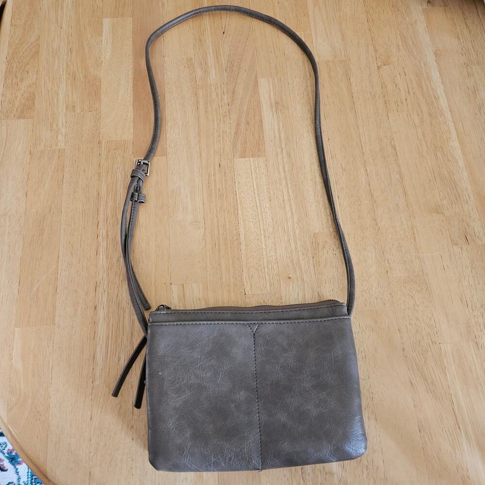 Joy Susan Faux Leather Crossbody Bag Purse Taupe Beige